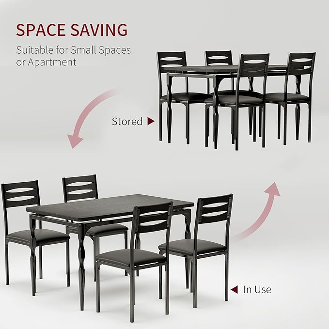 GarveeHome 5 Piece Dining Table Set, Industrial Style Dining Table and Chairs - Image 3