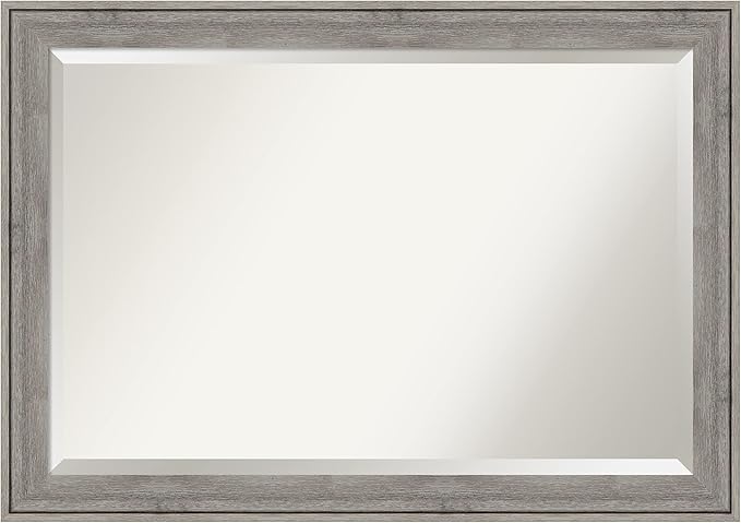 Amanti Art Grey Wall Mirror 29x41 Regis Barnwood Grey Rectangle Bathroom Mirror by AmantiArt