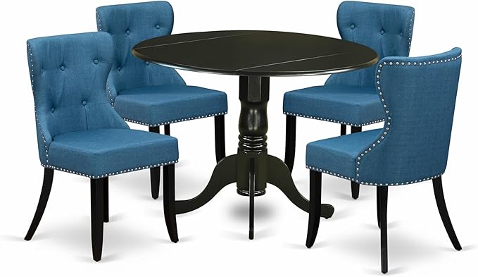 East West Furniture DLSI5-BLK-21 5 Piece Dining Room Table Set Includes a Round by EastWestFurniture