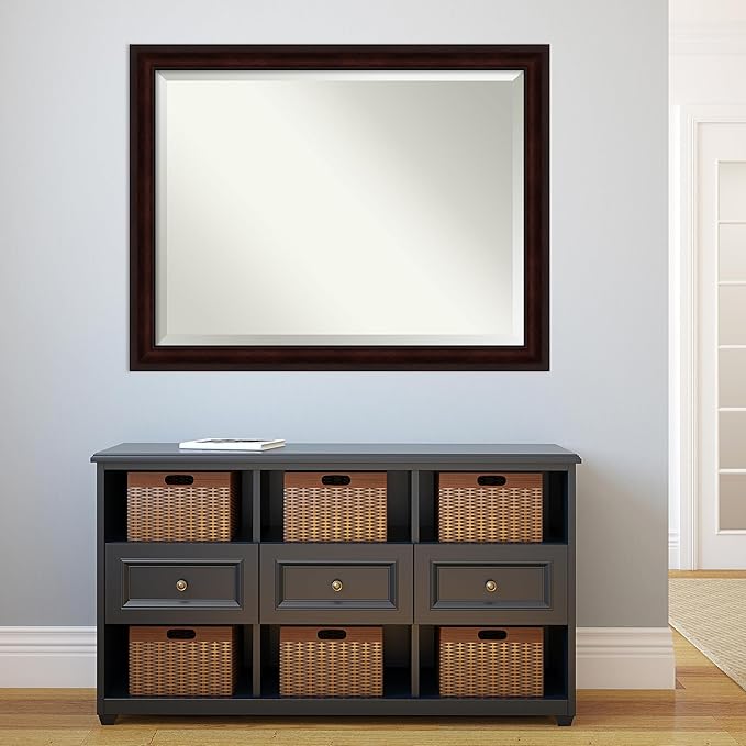 Amanti Art Brown Wall Mirror 35x45 Coffee Bean Brown Rectangle Bathroom Mirror - Image 6