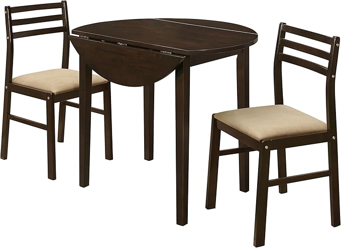 Coaster Home Furnishings 3-Piece Round Wood Dining Room Set Drop Leaf Extension by CoasterFineFurniture