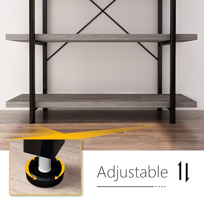 45MinST 3-Tier Vintage Industrial Style Bookcase/Metal and Wood Bookshelf - Image 5