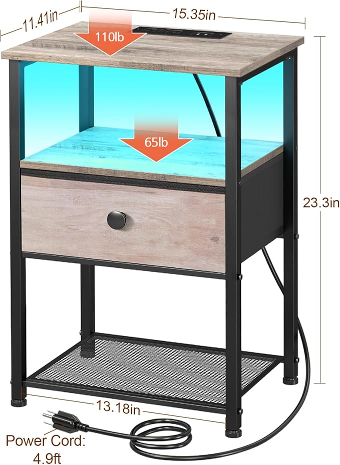 Night Stand Set 2, LED Nightstand - Image 3