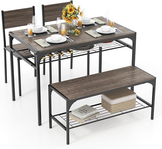 Tangkula Dining Table Set for 4, Kitchen Table and 2 Chairs for 4 by TANGKULA