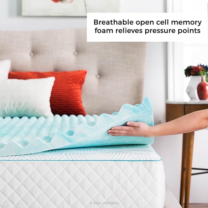 Linenspa Convoluted Gel Memory Foam, 2 Inch, Promotes Airflow, Relieves - Image 2