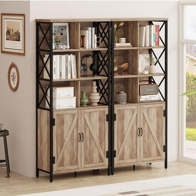 FATORRI Rustic Tall Bookshelf - Image 5