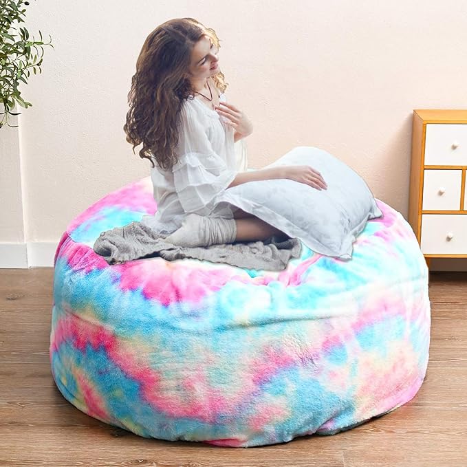 Colorful Bean Bag Chair for Adults Kids Without Filling Comfy Fluffy Giant by FunnyFurnitureforYourHous