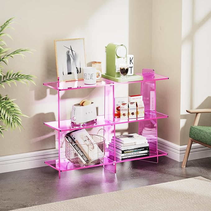 Acrylic Bookshelf, Small 3 Tier Open Bookcase - Image 4