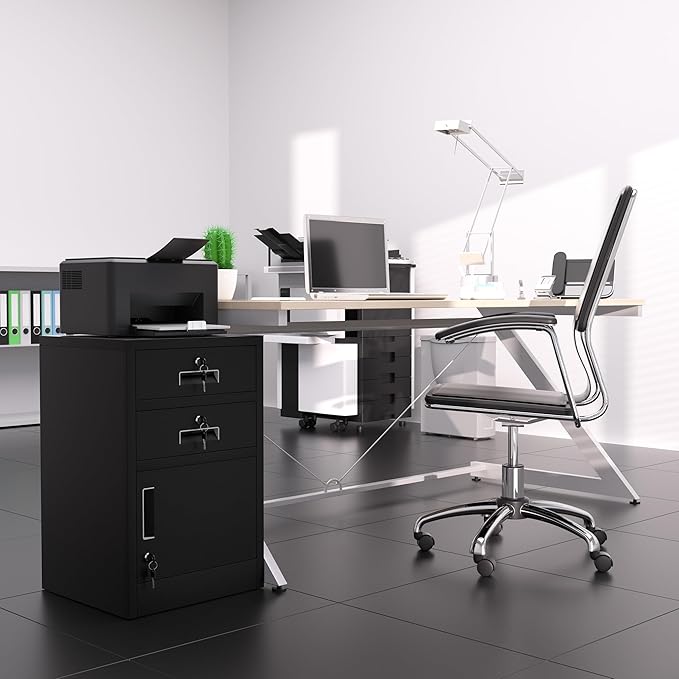 Metal Storage Cabinet with Locking Door and 2 Lockable Drawers - Image 2