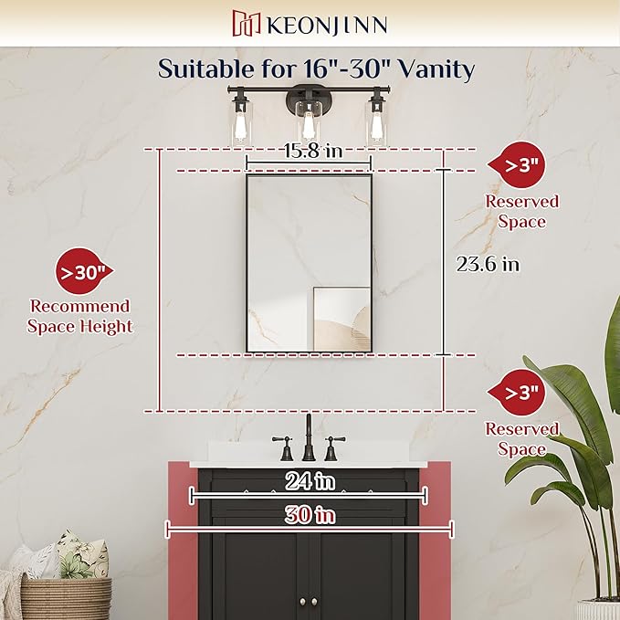 Keonjinn 16 x 24 in Brushed Nickel Bathroom Mirror, Rectangular Metal Framed - Image 5