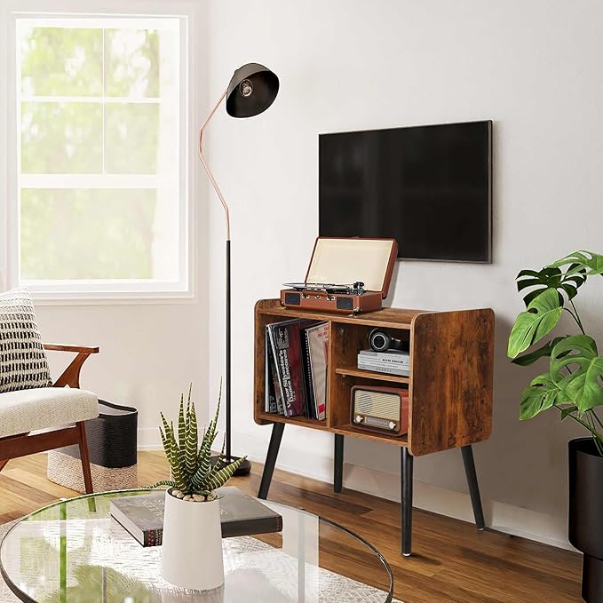 Record Player Stand with Vinyl Record Storage, Mid-Century Turntable Stand - Image 2