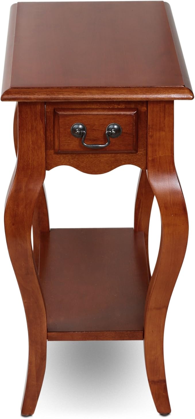 Leick Home Side Table, One Drawer, French Cabriole Leg, Solid Poplar, 12.5 in W - Image 3