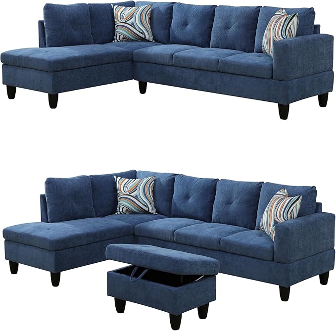 97" L Shaped Sectional Couch, Modern 4 Seat Modular Sectional Sofa - Image 3