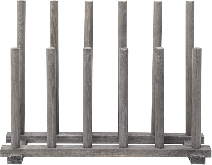MyGift Vintage Weathered Gray Solid Wood Floor Standing Boot Holder Rack - Image 5