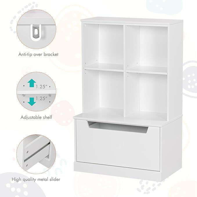 UTEX Kids Bookshelf and Toy Storage Organizer, Toddlers Bookcase - Image 6