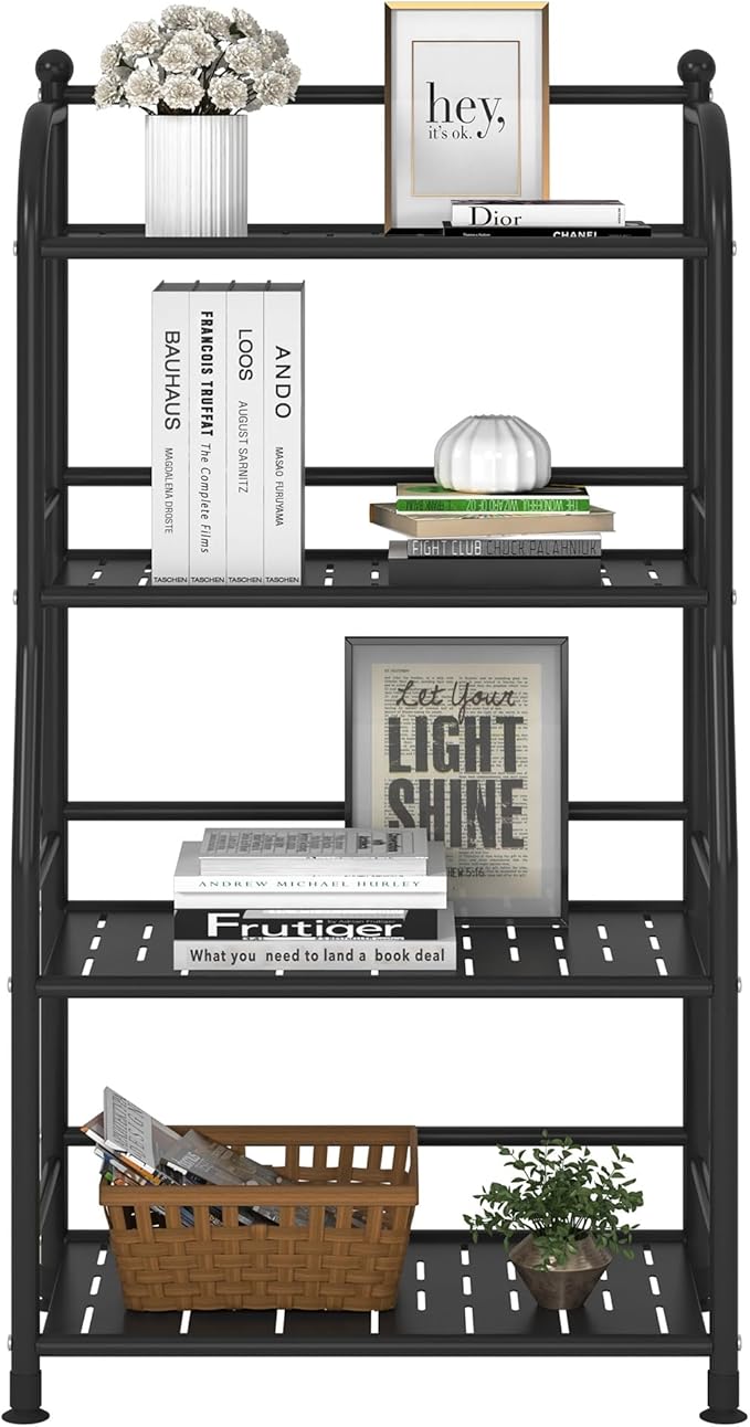 4 Tier Metal Shelf Storage Shelves Living Room Bookshelf Bathroom Corner - Image 6