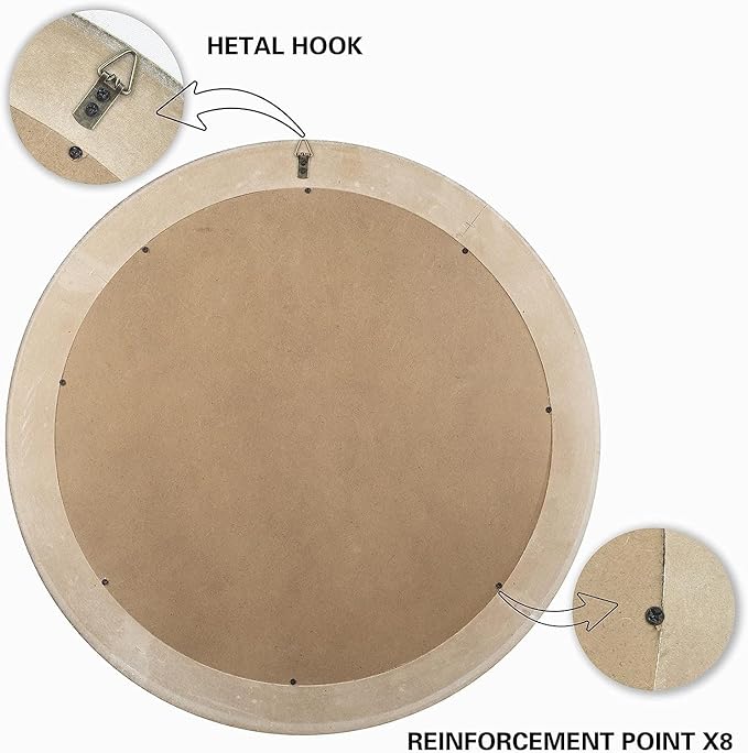 32 Inches Farmhouse Round Wood Mirrors - Image 6
