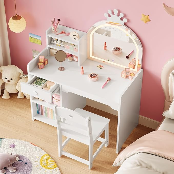 IDEALHOUSE Kids Vanity Table and Chair Set - Image 5