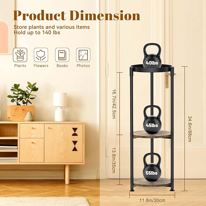 KMOTASUO 3 Tier Black Plant Stand Indoor - Image 2