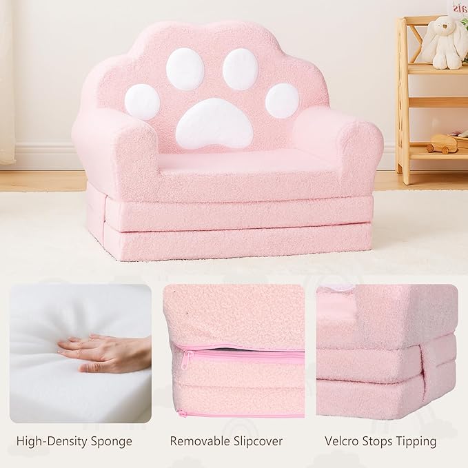 MONKISS Cat Paw Kids Couch, Toddler Chairs Comfy, Toddler Couch Bed Fold Out - Image 4