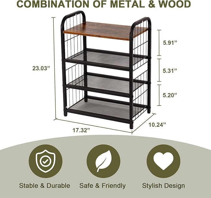 Shoe Rack, 4-Tier Shoe Organizer - Image 3