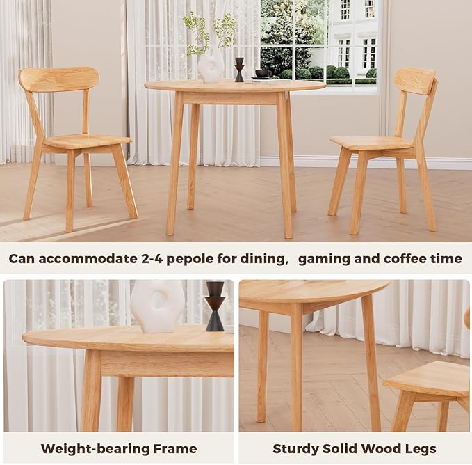 DELAVIN 31.5" Solid Wood Round Dining Table - Image 5