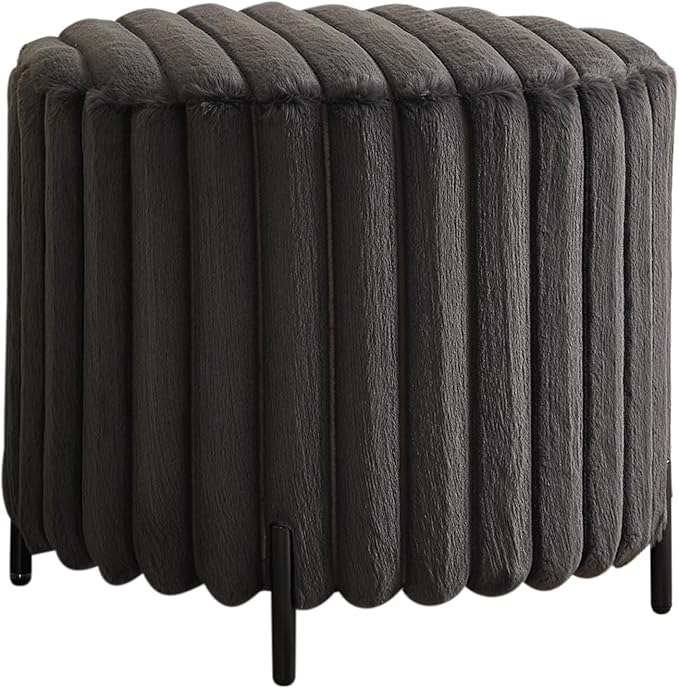 Furniliving Modern Round Ottoman, Large Size Bedroom Ottoman Footstool Round - Image 7