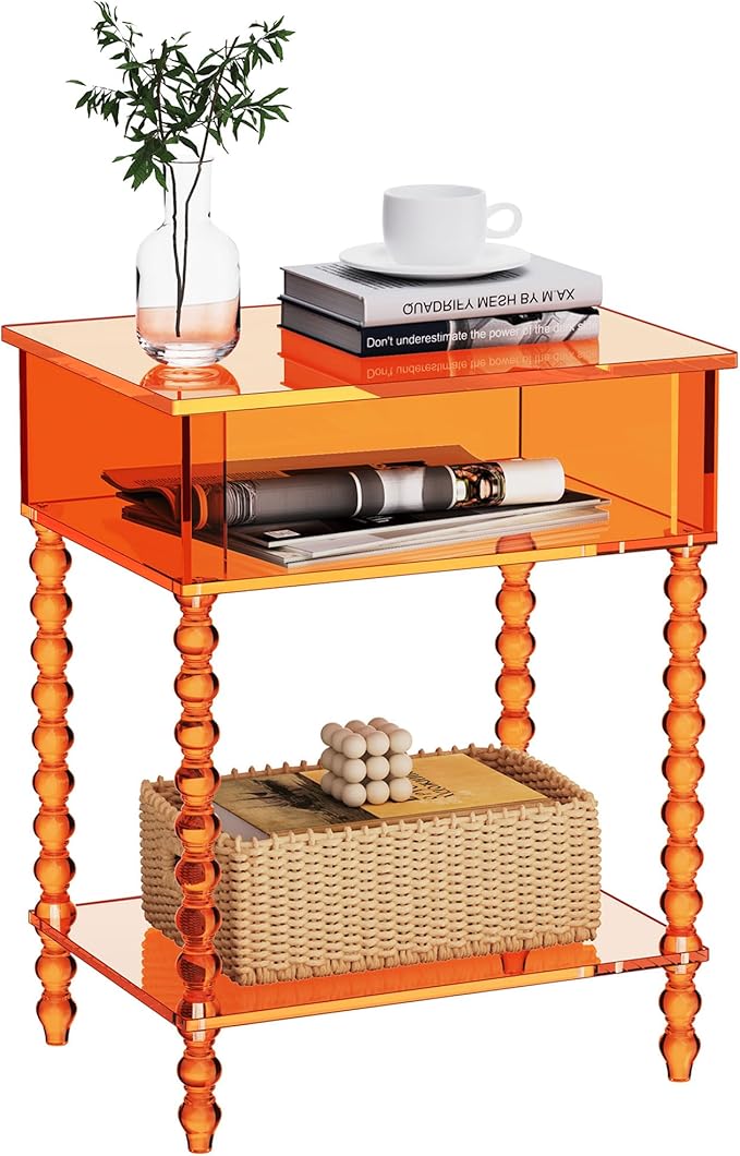 Acrylic Side Table, Nightstand for Living Room by AcrylicTable
