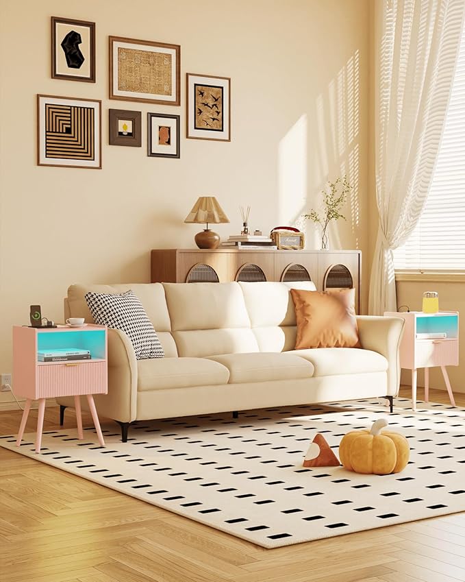 Pink Nightstand, Modern Bedside Table - Image 3