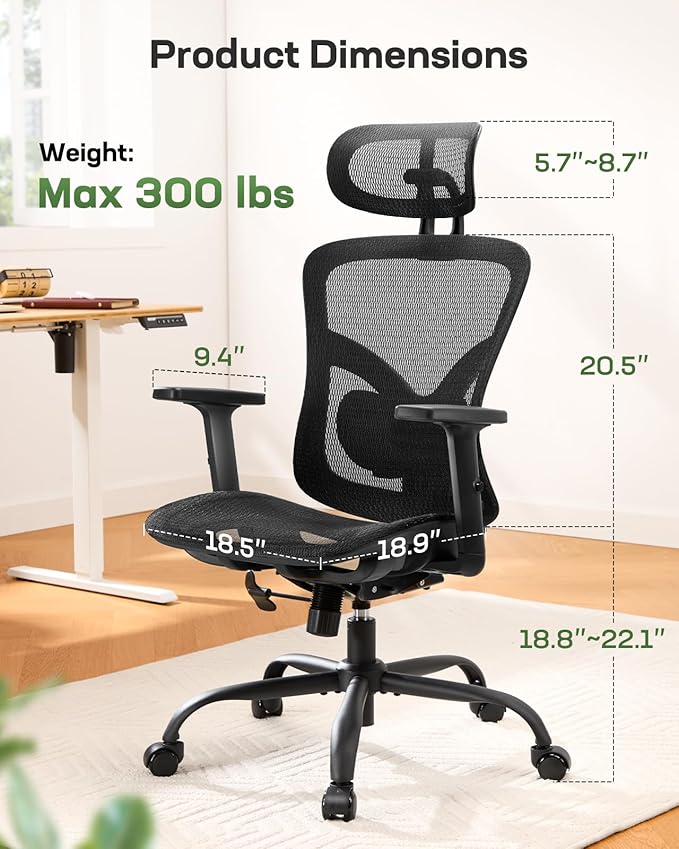 Marsail Ergonomic Mesh Office Chair, Ergonomic Gaming Chair - Image 2