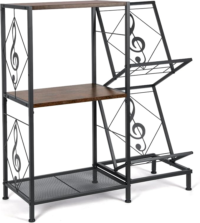 Record Player Stand with Vinyl Record Storage, Turntable Stand with 2-Tier - Image 2