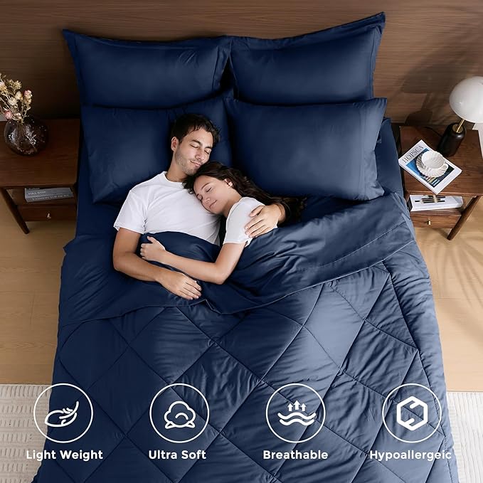 HEVUMYI Navy Blue Full Comforter Set - Image 3