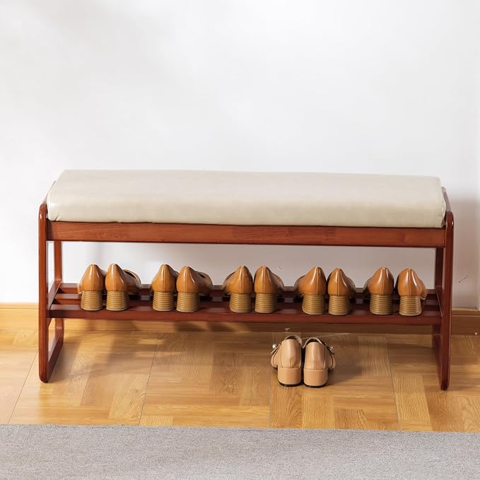 latifolia Solid Wood Bench, Entryway Shoe Bench - Image 7