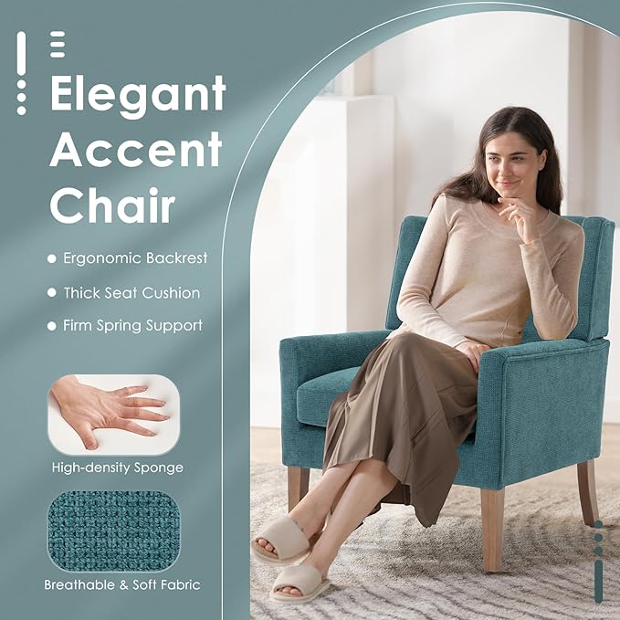 COLAMY Modern Wingback Living Room Chair Set of 2, Upholstered Fabric Accent - Image 4