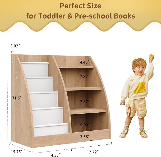 4 Tier Kids Bookshelf Set of 2, 4 Layer Sling Kids Book Shelf - Image 3