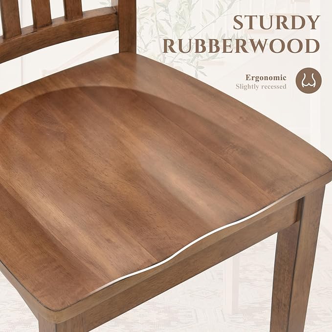 COLAMY Wooden Dining Room Chairs Set of 6, Spindle High Back Windsor Kitchen - Image 5