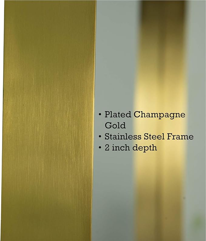 TEHOME 24x36 Brushed Gold Metal Framed Bathroom Mirror - Image 2