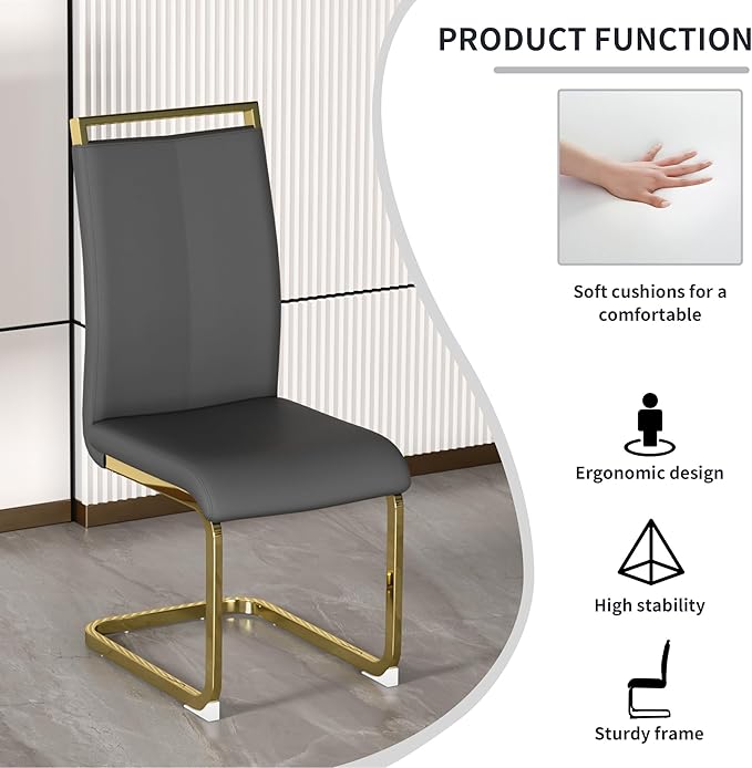 Dining Chairs Set of 2, Faux Leather Dining Chairs - Image 7