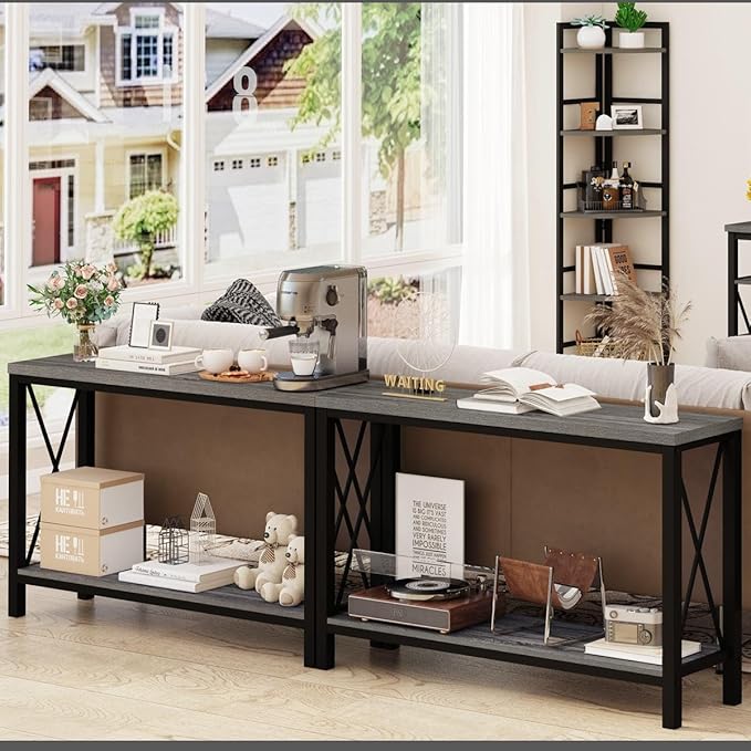 BON AUGURE Console Tables for Living Room, Industrial Couch Table Behind Sofa - Image 7