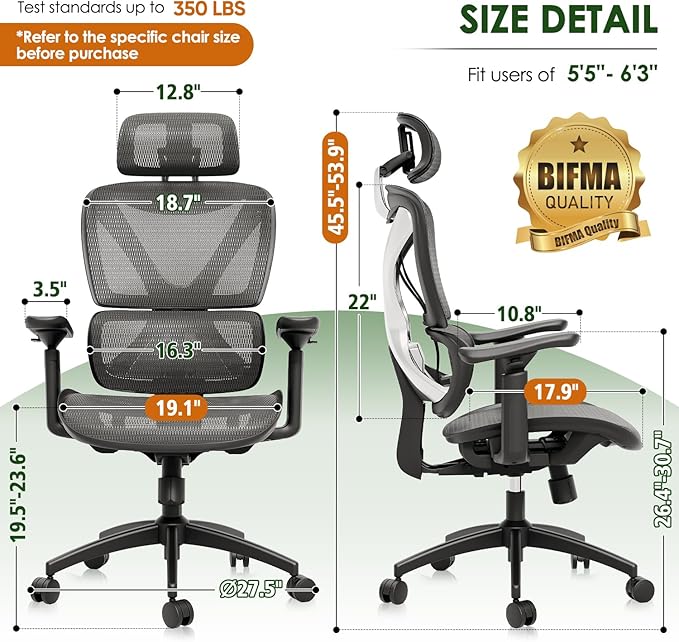 GABRYLLY Ergonomic Office Chair, Big and Tall Mesh Chair - Image 2