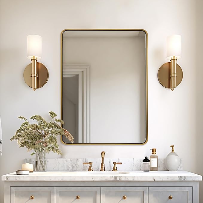 ANDY STAR Brushed Gold Mirror 40''X30'', Wall Mounted Horizontal/Vertical 1’’ - Image 8