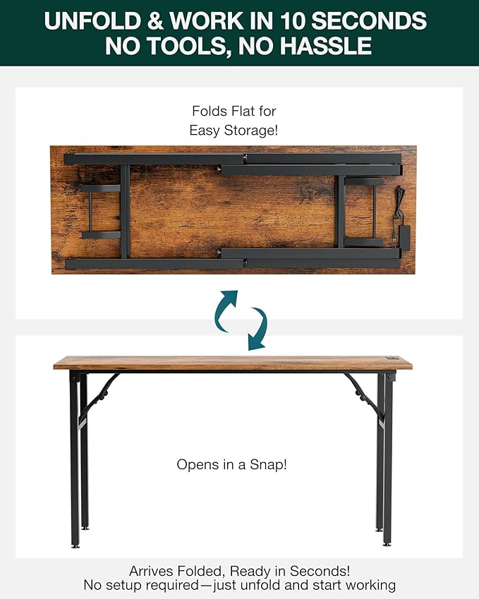 Frylr Small Folding Computer Desk – 55.1 Inch Portable Table - Image 3