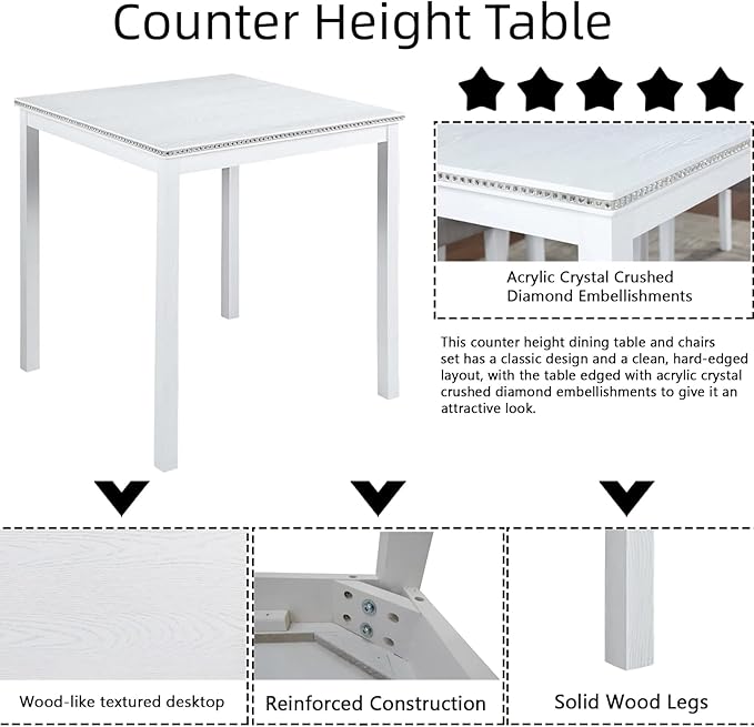 Dining Table Set for 4, 5-Piece Dining Room Table Set - Image 4