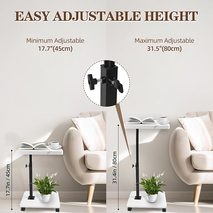 C Table Side Table End Table Adjustable Height，C Shaped End - Image 3