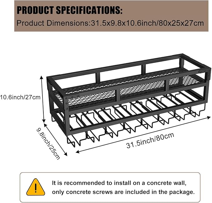 Pengfei LED Wine Rack Wall Mounted, Industrial Metal Wall Wine Shelf & Glass - Image 6