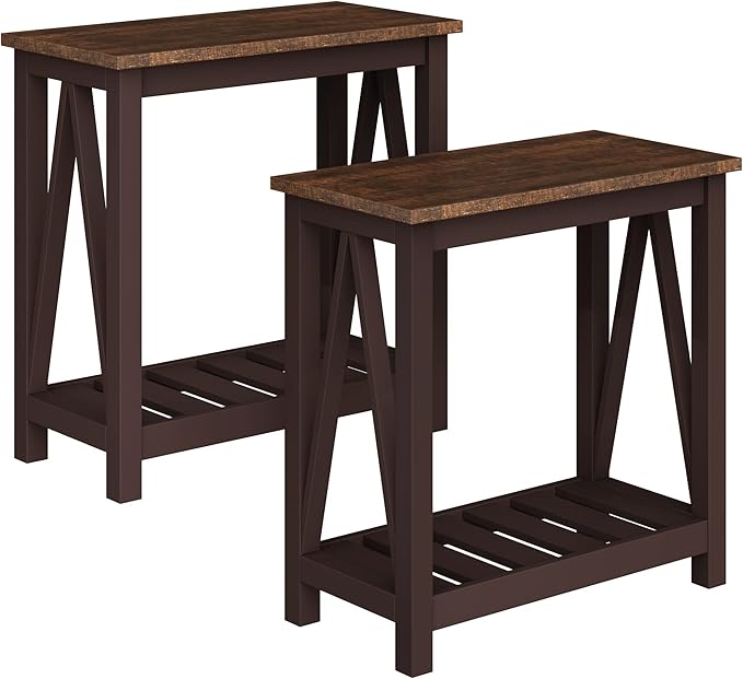 ChooChoo Farmhouse End Table, Rustic Vintage Narrow End Side Table by ChooChoo