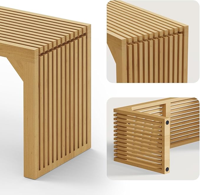 ROOMTEC 35" Dining Bench, Indoor Wood Bench - Image 4