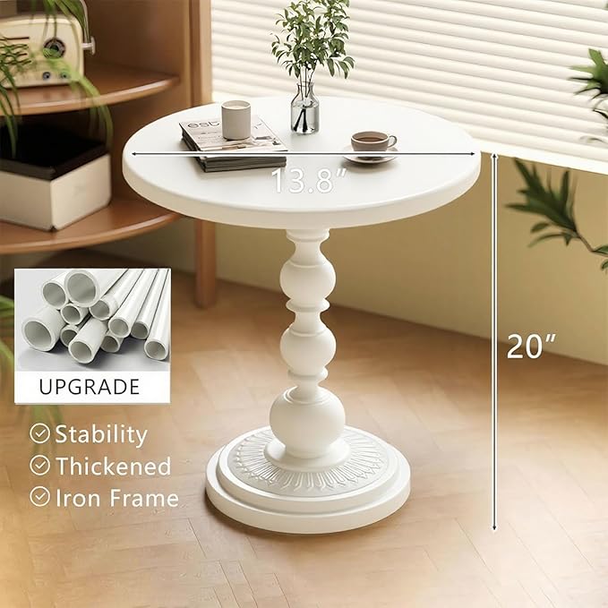 Metal Small End Table, Vintage Matte Black Round Side Table Nightstand - Image 3