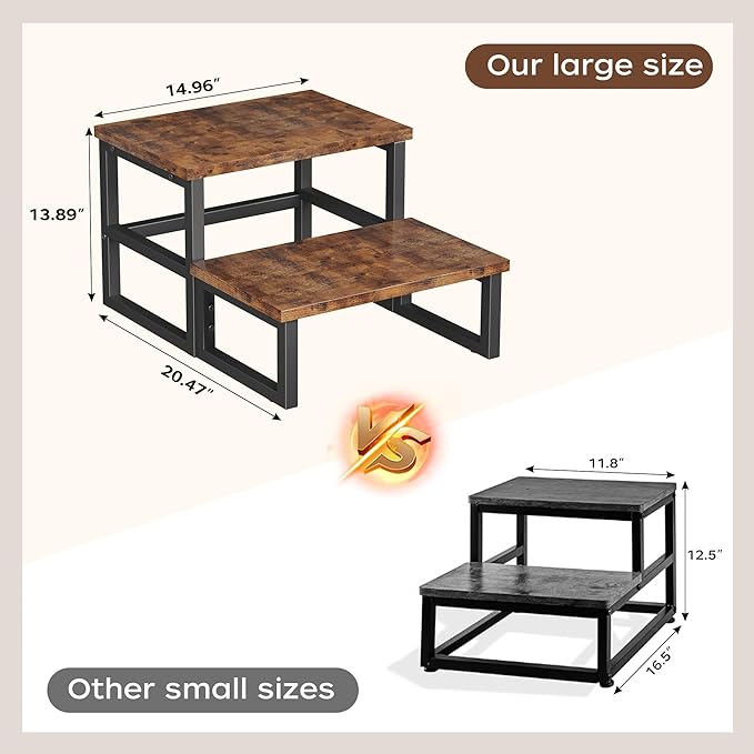 Homeiju 3 in 1 Step Stools for Adults Kids Toddler, Heavy Duty Wooden Step Stool - Image 9
