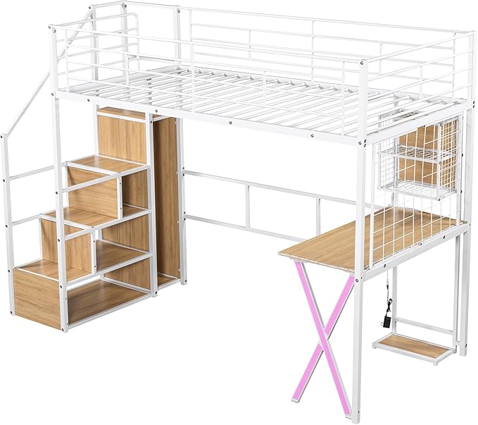 Merax Twin Size Metal Loft Bed - Image 6